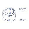 Hoogte voorkant 9 cm / achterkant 12 cm